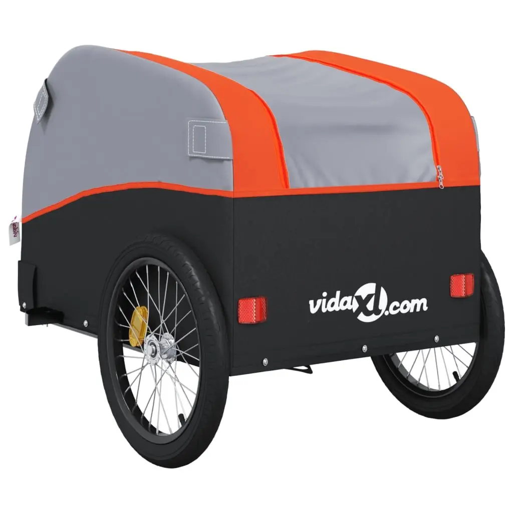Bike Trailer Heavy Duty Cargo Hauling Tow Bar Iron 45 kg Orange