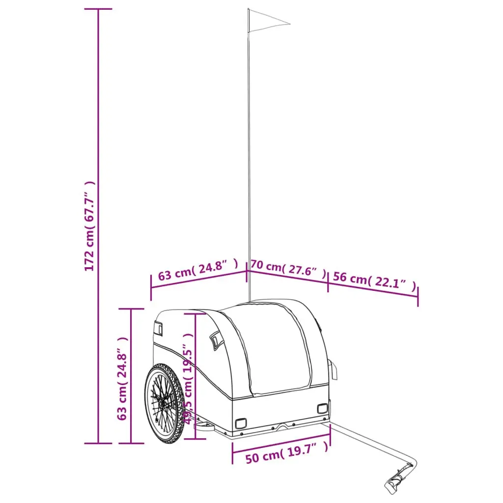 Bike Trailer Heavy Duty Cargo 45kg Load Iron Red