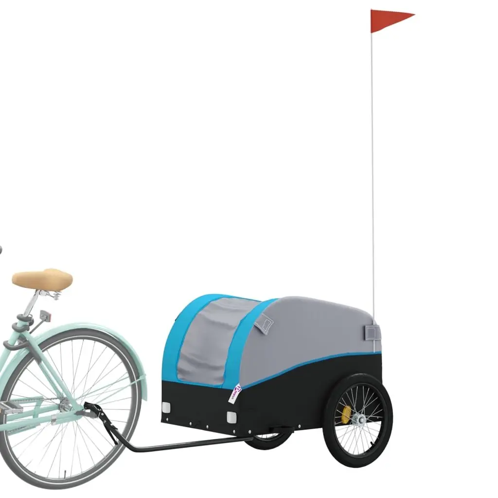 Bike Trailer Cargo Cart 45kg Load Capacity Iron Frame Blue