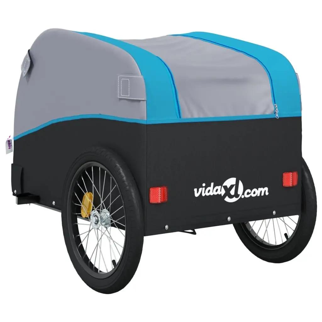 Bike Trailer Cargo Cart 45kg Load Capacity Iron Frame Blue