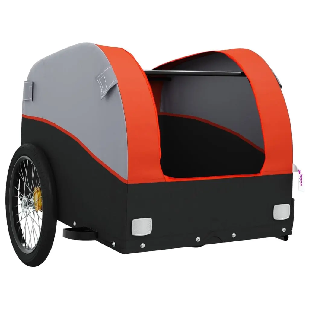 Bike Trailer Cargo Hauling 45kg Load Capacity Iron Frame Orange Black