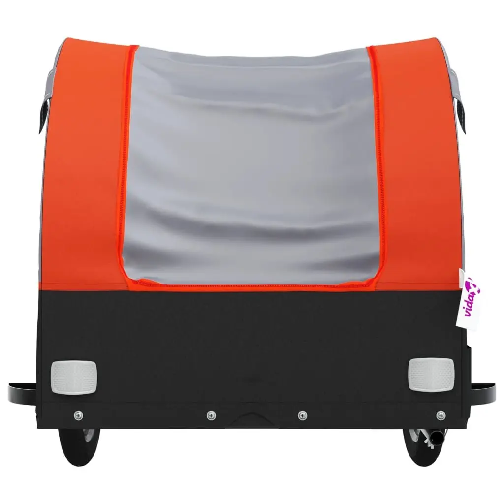 Bike Trailer Cargo Hauling 45kg Load Capacity Iron Frame Orange Black