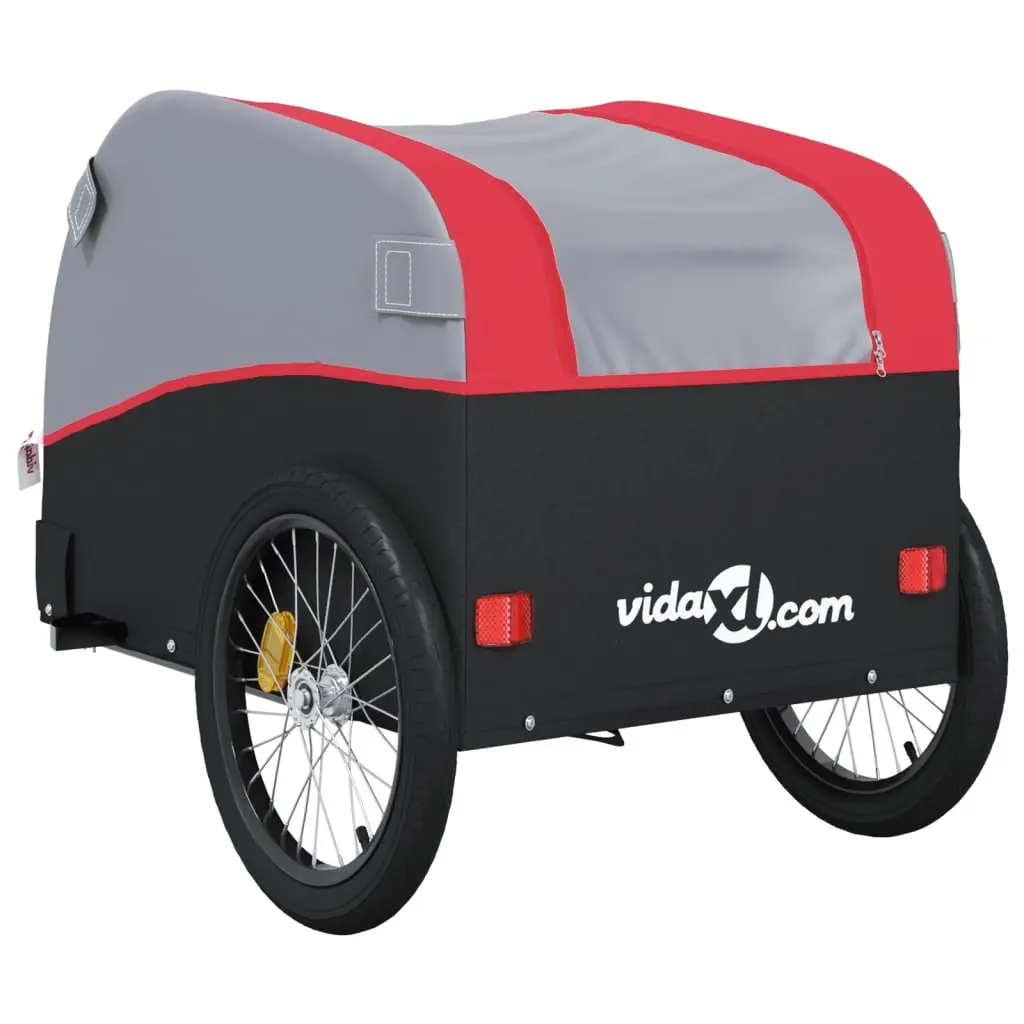 Bicycle Cargo Trailer Heavy Duty Load 45kg Red Iron