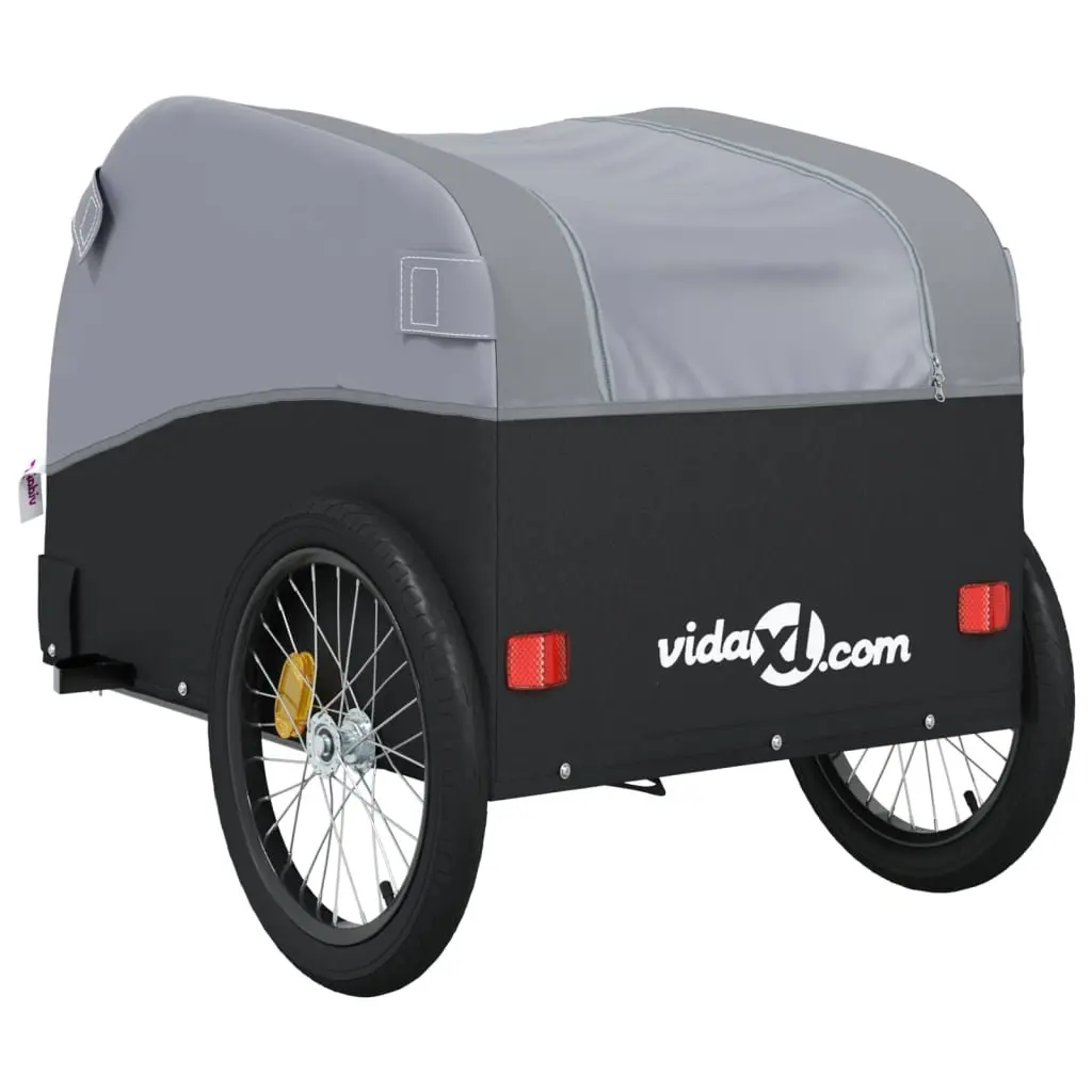 Bike Trailer Cargo Cart Hauling Heavy Goods 45kg Load Capacity Iron Grey