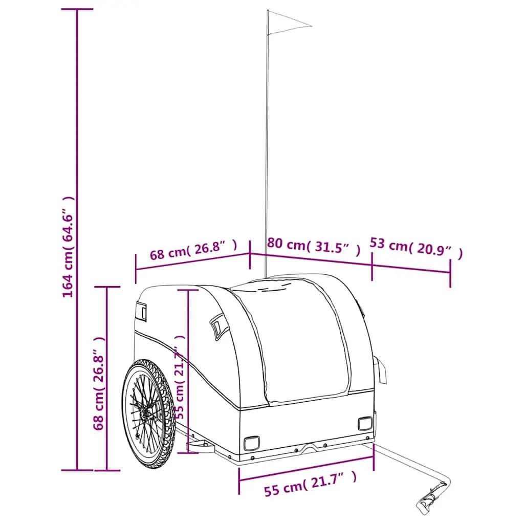 Bike Trailer Cargo Cart Hauling 45 kg Load Capacity Iron Yellow