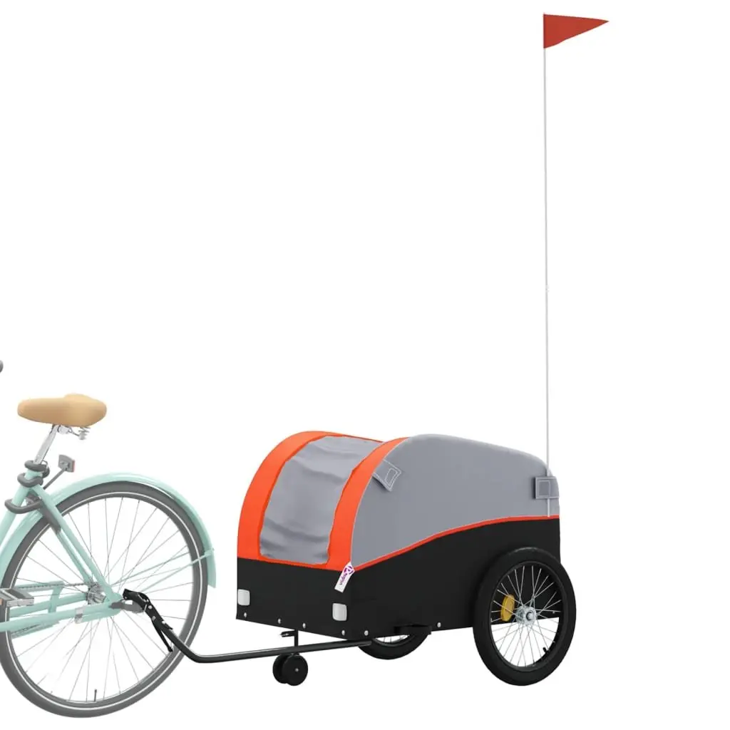 Bike Trailer Cargo Cart Hauling 45 kg Iron Orange
