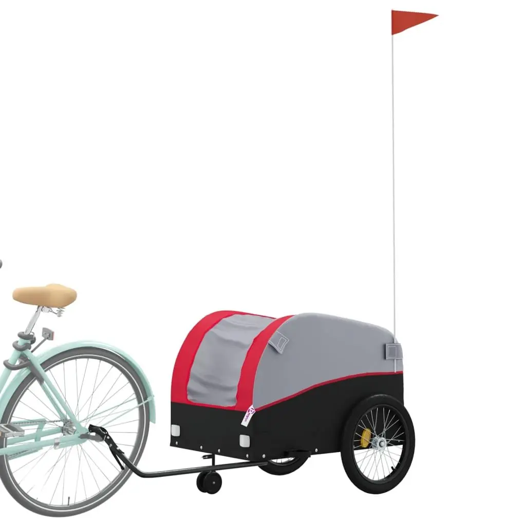Bike Trailer Heavy Duty Cargo Transport 45kg Load Capacity Red Iron