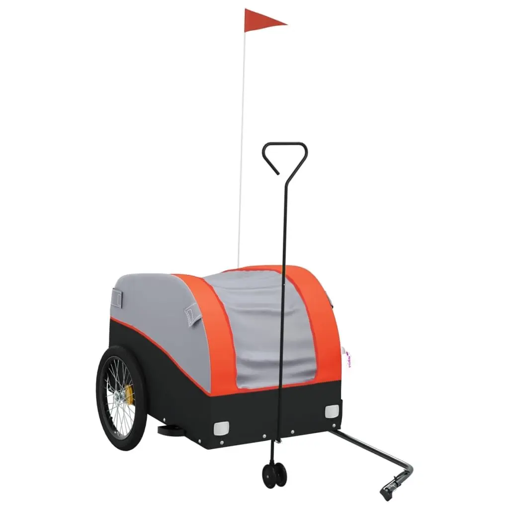 Bicycle Cargo Trailer Orange Iron 45kg Load Capacity Hauling Cart