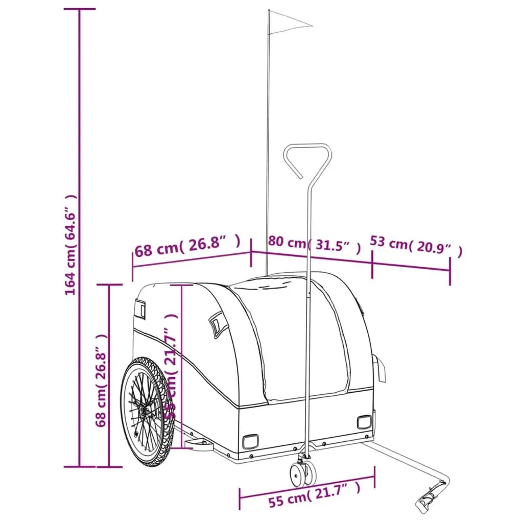 Bicycle Cargo Trailer Orange Iron 45kg Load Capacity Hauling Cart