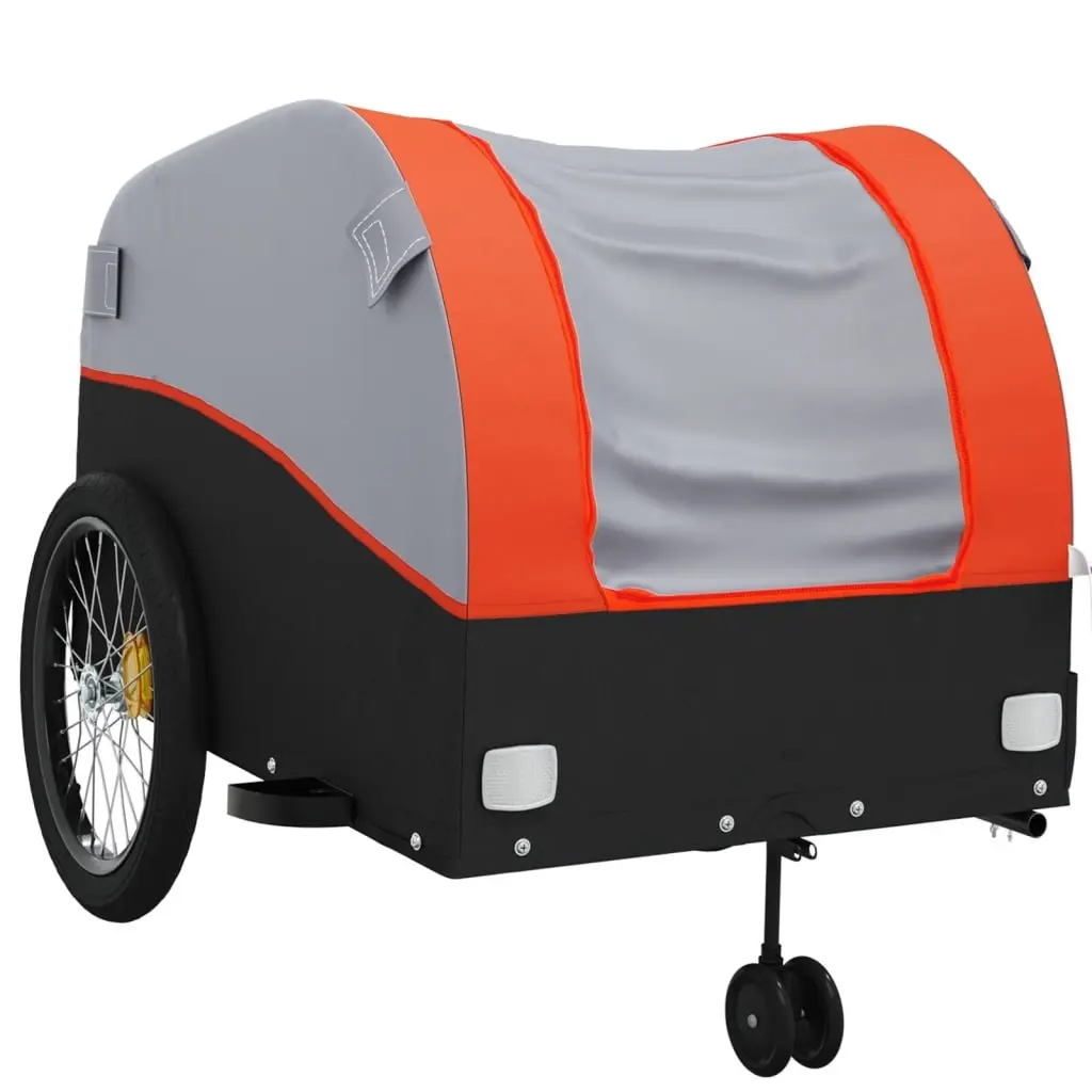 Bicycle Cargo Trailer Orange Iron 45kg Load Capacity Hauling Cart
