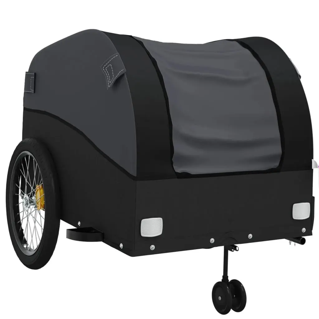 Bike Trailer Heavy Cargo Transport 45kg Load Capacity Black Iron