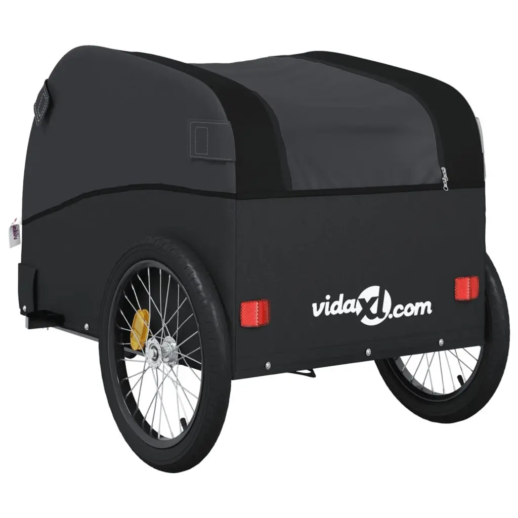 Bike Trailer Heavy Cargo Transport 45kg Load Capacity Black Iron