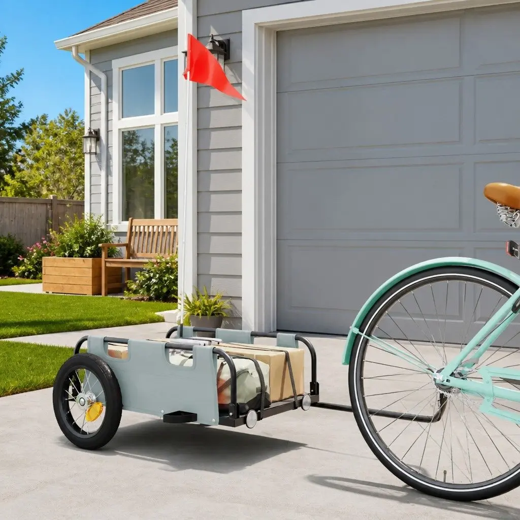 Grey Bike Trailer for Transporting Cargo