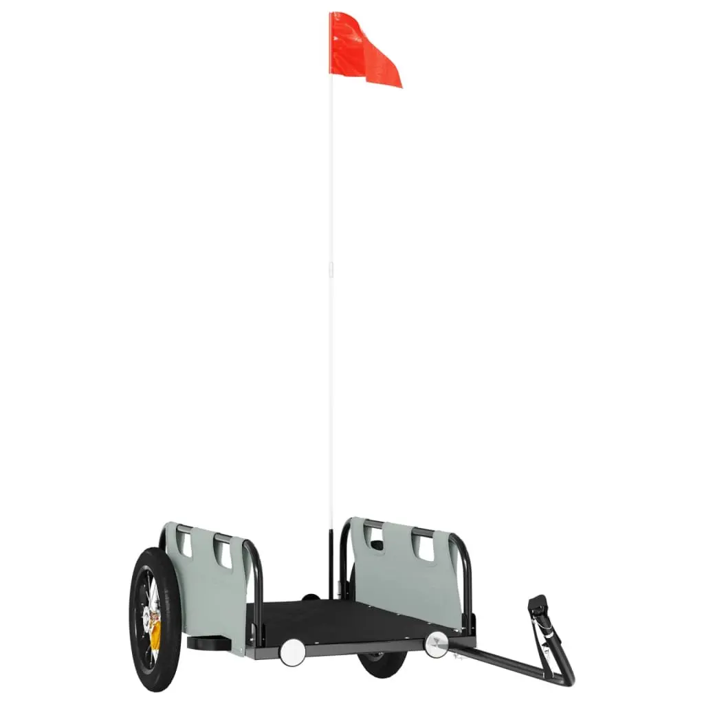 Bicycle Trailer Cargo Transport Grey Oxford Fabric Iron Frame