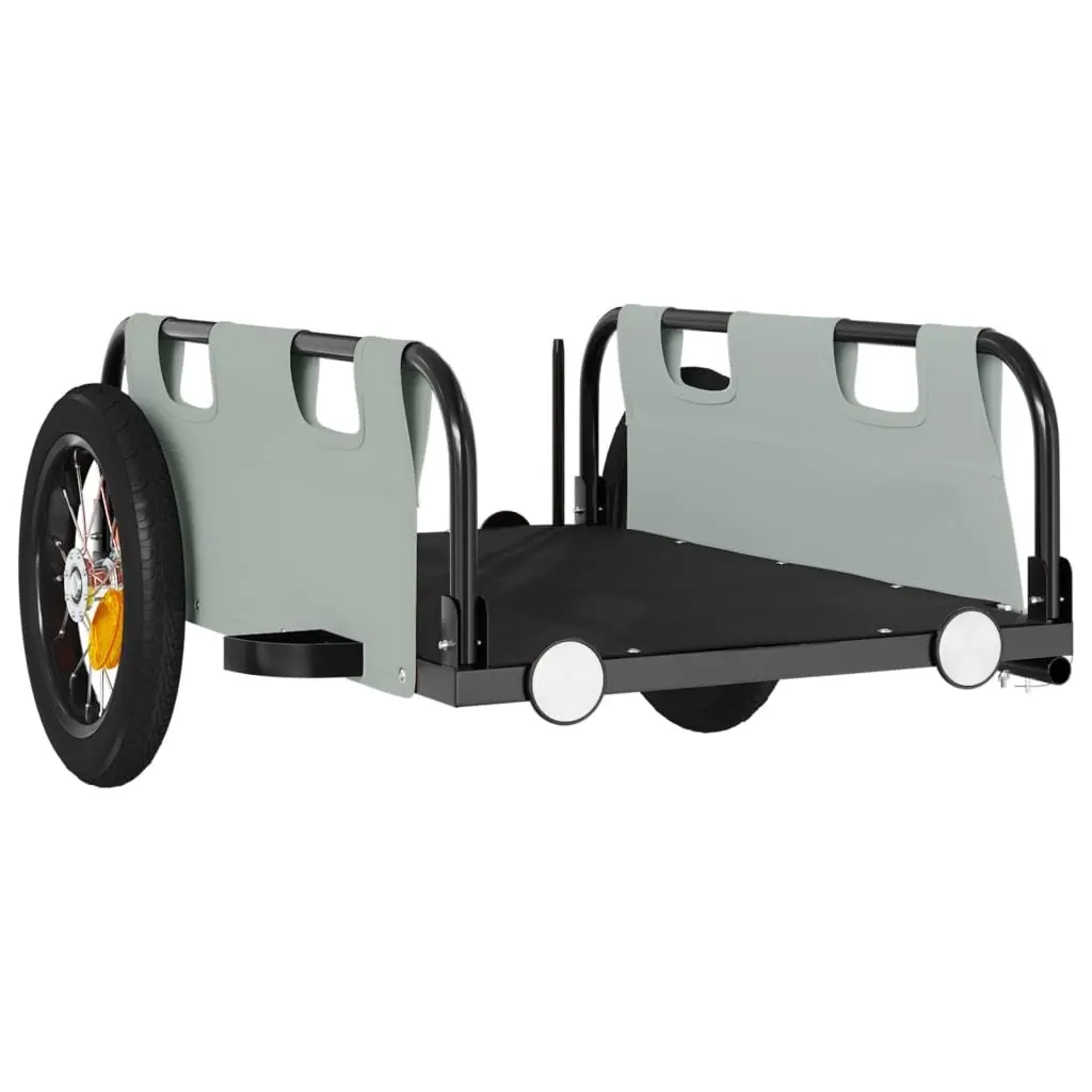 Bicycle Trailer Cargo Transport Grey Oxford Fabric Iron Frame