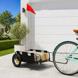 Bike Trailer Black Cargo Cart Bicycle Attachment Outdoor Transport Storage