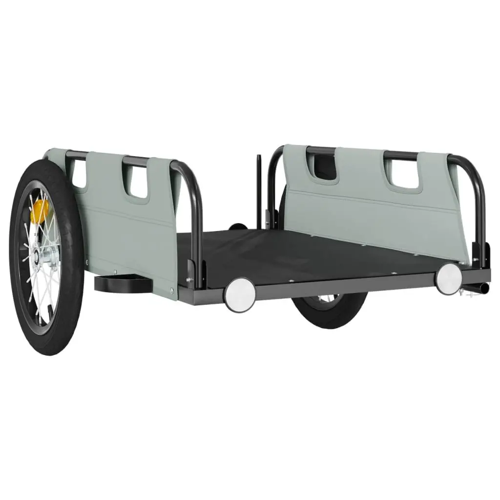 Bike Trailer Cargo Cart Bicycle Attachment Grey Oxford Fabric Iron Frame