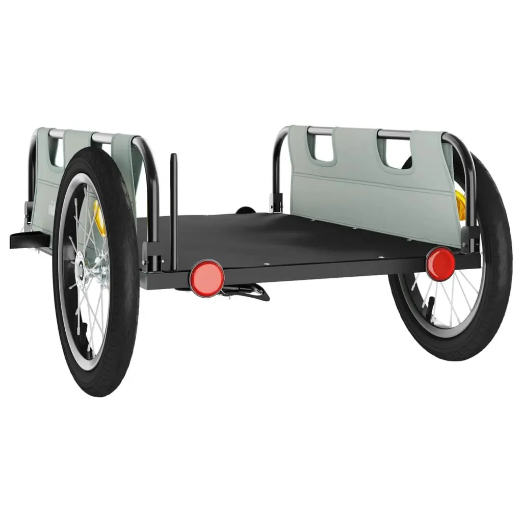 Bike Trailer Cargo Cart Bicycle Attachment Grey Oxford Fabric Iron Frame