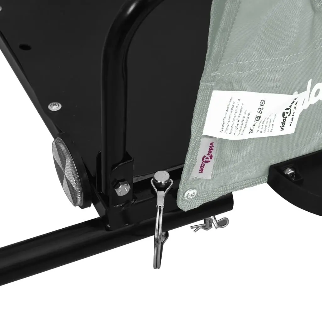 Bike Trailer Cargo Cart Bicycle Attachment Grey Oxford Fabric Iron Frame