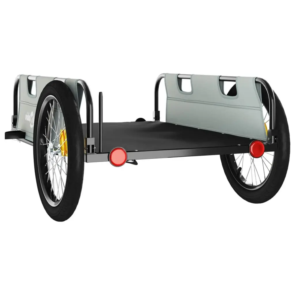 Bicycle Trailer Grey Oxford Fabric Two Wheels Iron Construction