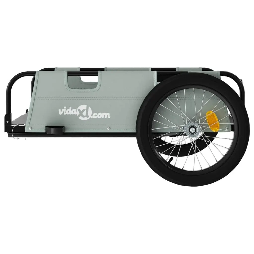 Bicycle Trailer Grey Oxford Fabric Two Wheels Iron Construction