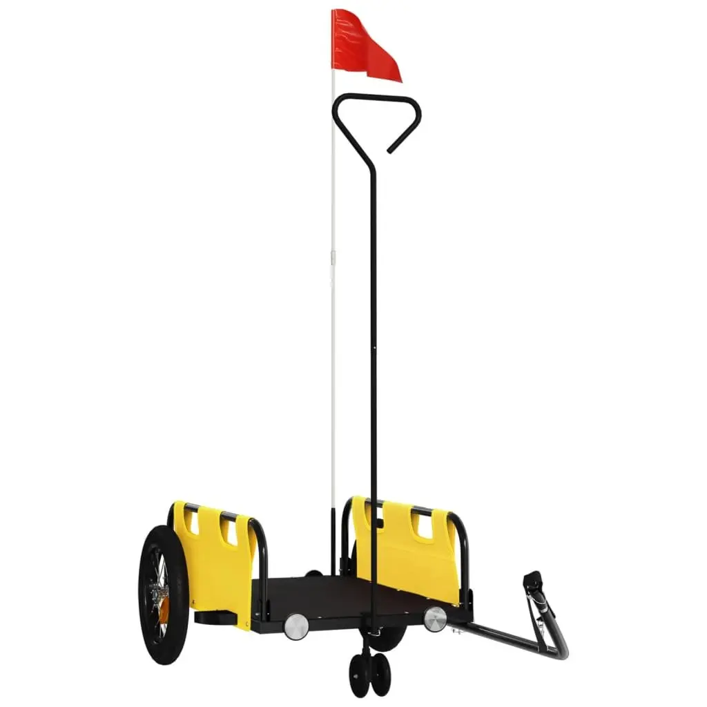 Bike Trailer Cargo Transport Cart Yellow Oxford Fabric Iron Frame