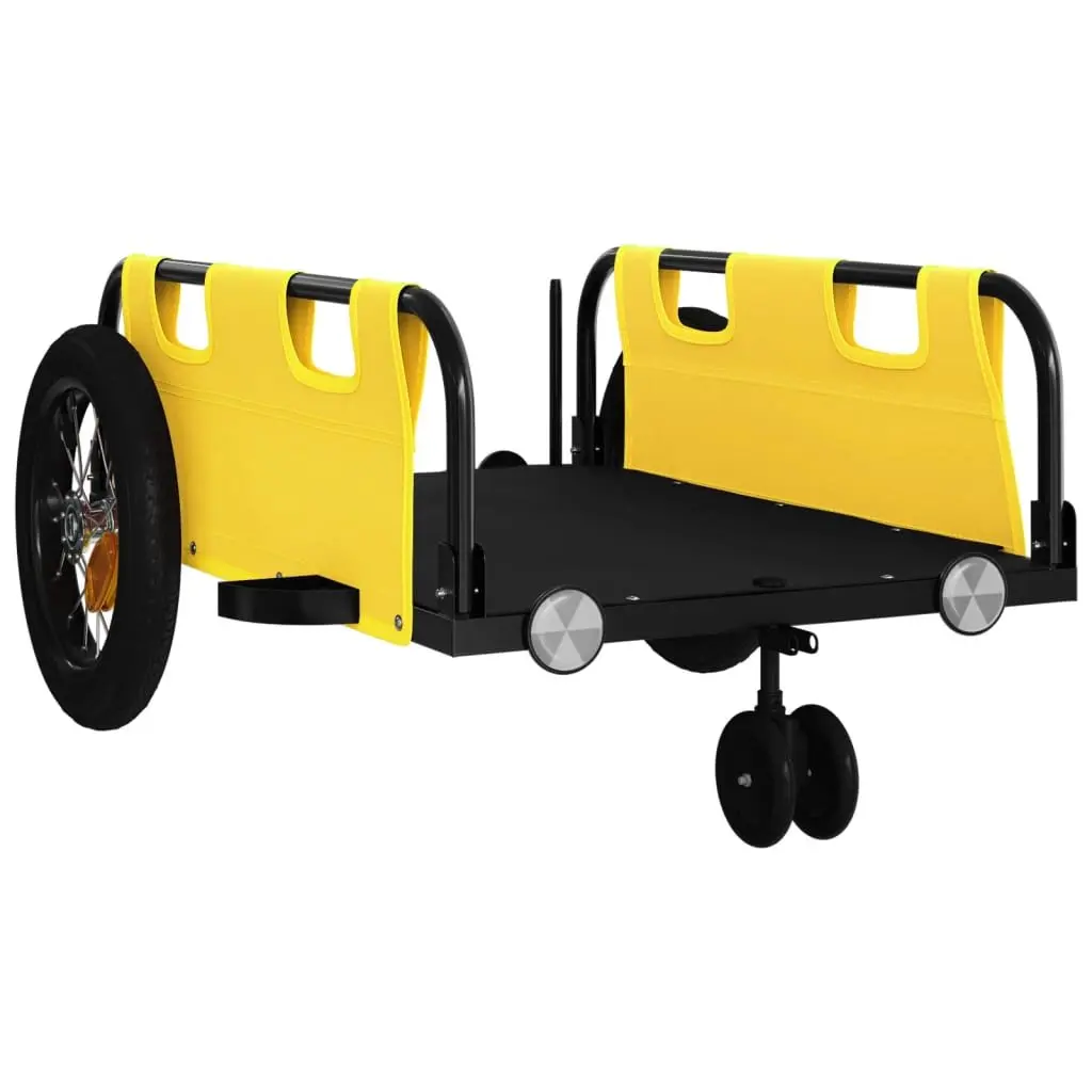 Bike Trailer Cargo Transport Cart Yellow Oxford Fabric Iron Frame