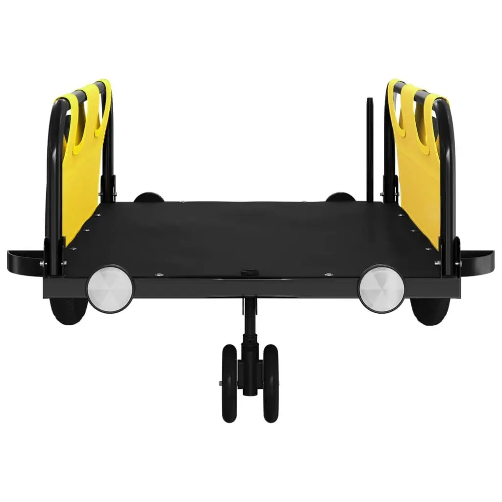 Bike Trailer Cargo Transport Cart Yellow Oxford Fabric Iron Frame