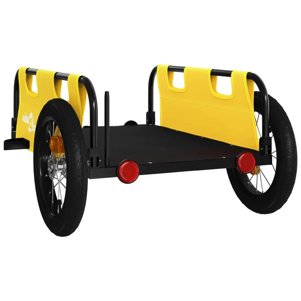 Bike Trailer Cargo Transport Cart Yellow Oxford Fabric Iron Frame