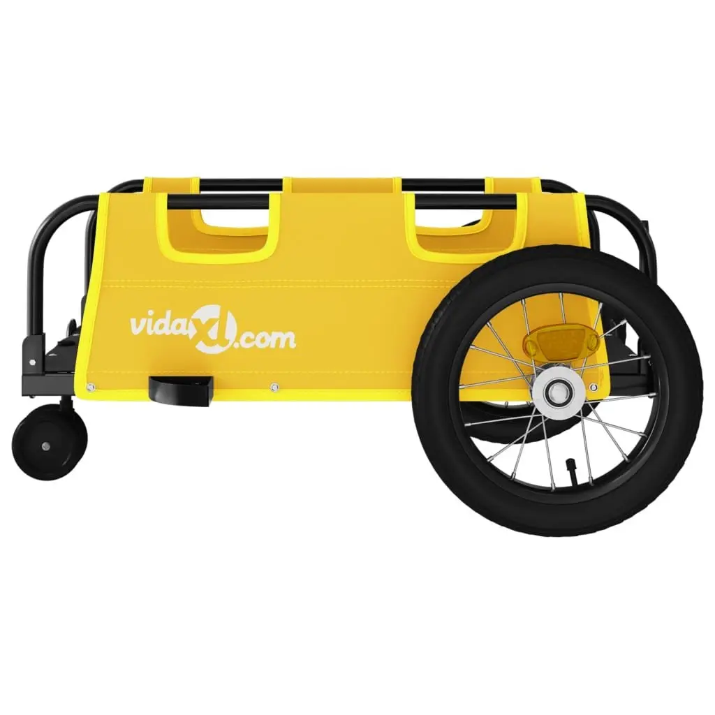 Bike Trailer Cargo Transport Cart Yellow Oxford Fabric Iron Frame