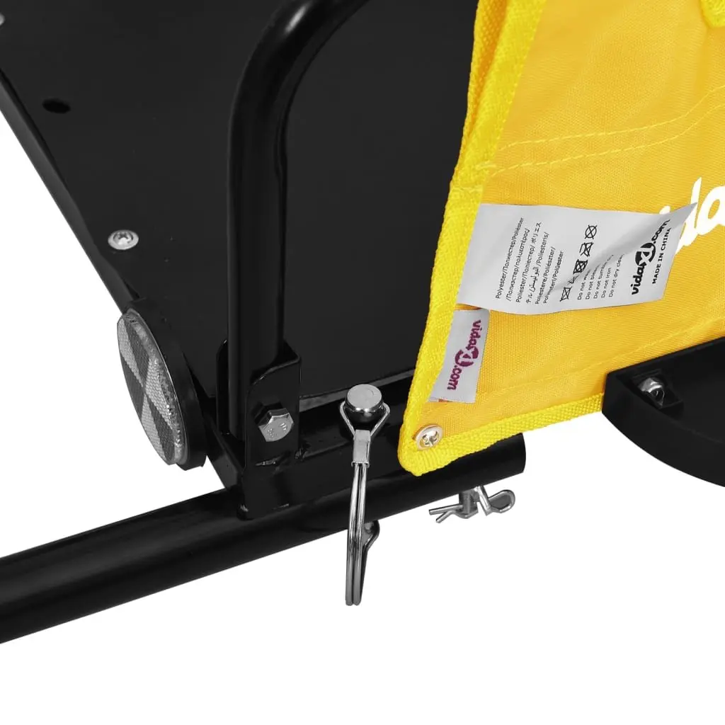 Bike Trailer Cargo Transport Cart Yellow Oxford Fabric Iron Frame