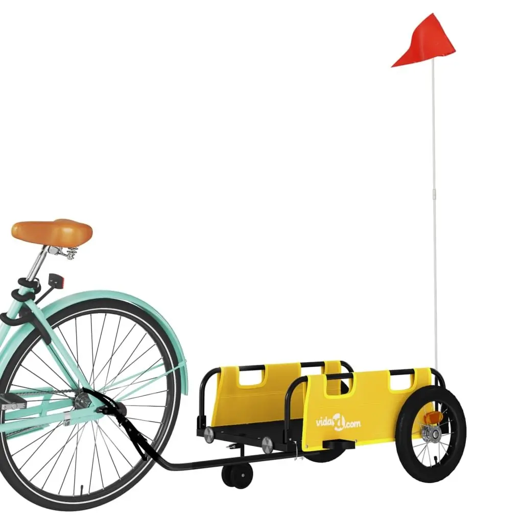 Bike Trailer Cargo Transport Cart Yellow Oxford Fabric Iron Frame