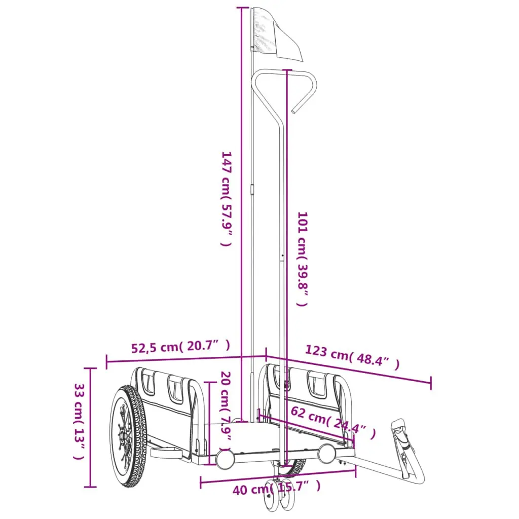 Bike Trailer Cargo Transport Cart Yellow Oxford Fabric Iron Frame