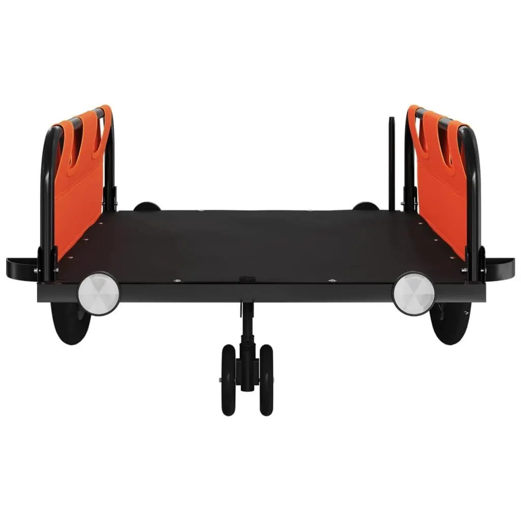 Bicycle Cargo Trailer Orange Oxford Fabric Iron Frame Two Wheel Transport