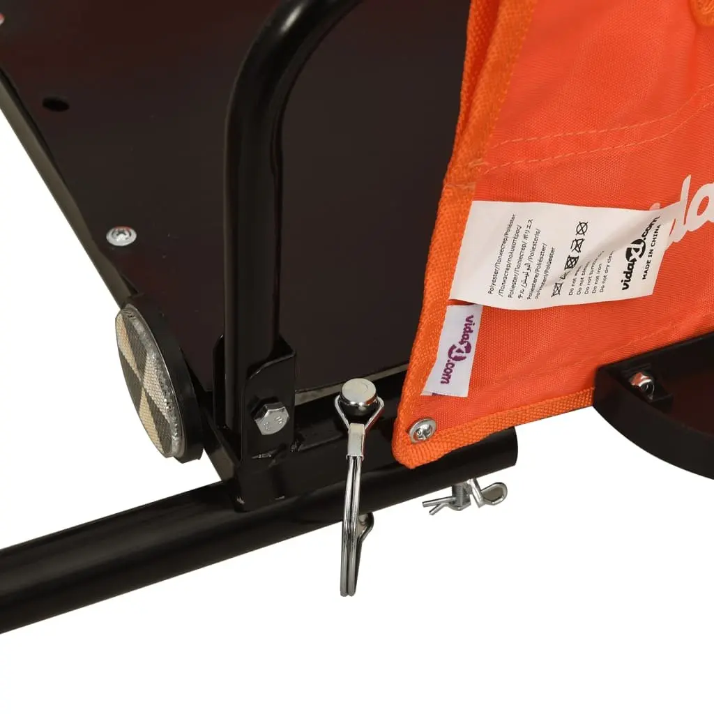 Bicycle Cargo Trailer Orange Oxford Fabric Iron Frame Two Wheel Transport