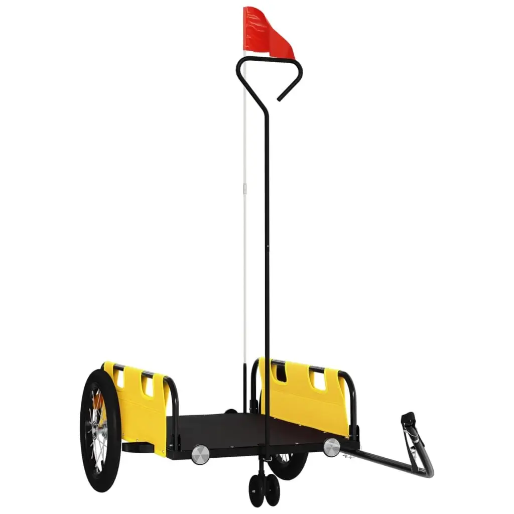 Bicycle Trailer Cargo Cart Transport Yellow Oxford Fabric Iron Frame