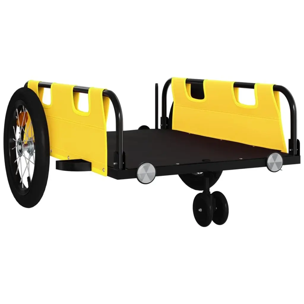 Bicycle Trailer Cargo Cart Transport Yellow Oxford Fabric Iron Frame