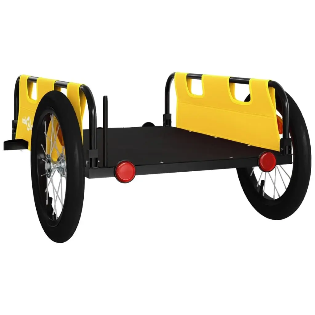 Bicycle Trailer Cargo Cart Transport Yellow Oxford Fabric Iron Frame