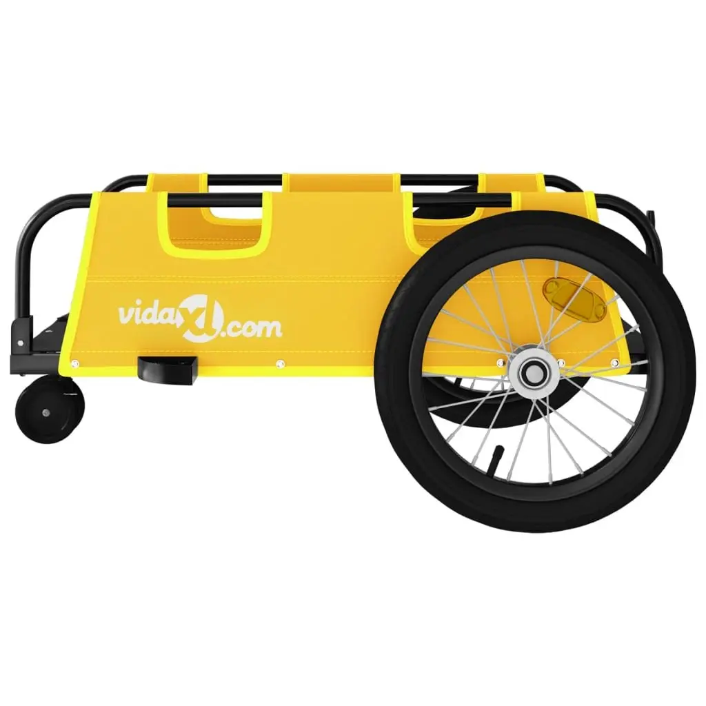 Bicycle Trailer Cargo Cart Transport Yellow Oxford Fabric Iron Frame