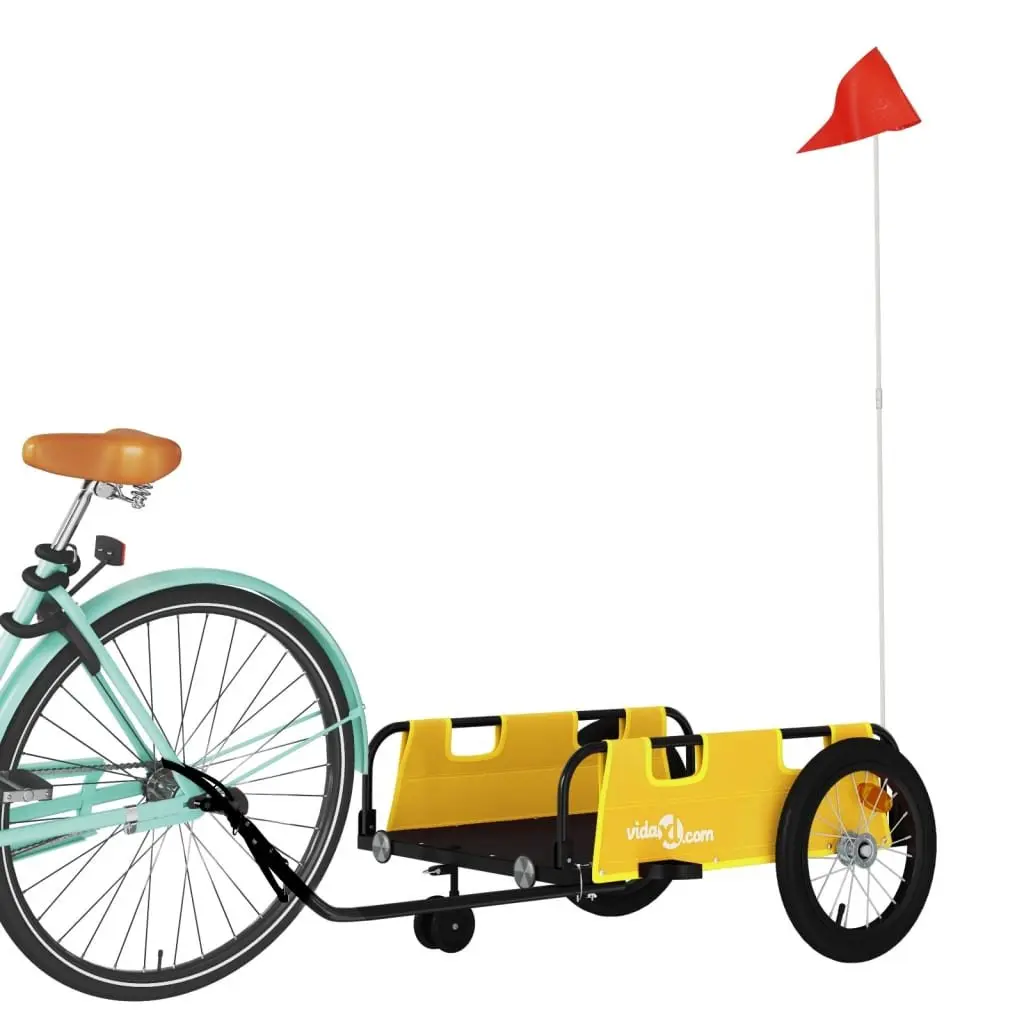 Bicycle Trailer Cargo Cart Transport Yellow Oxford Fabric Iron Frame