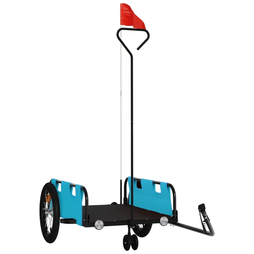 Bike Trailer Cargo Cart Bicycle Transport Blue Oxford Fabric Iron Frame