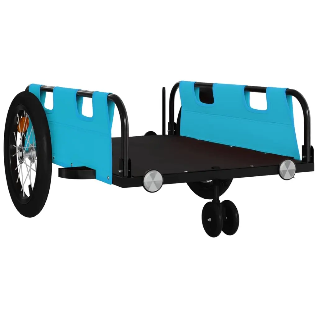 Bike Trailer Cargo Cart Bicycle Transport Blue Oxford Fabric Iron Frame