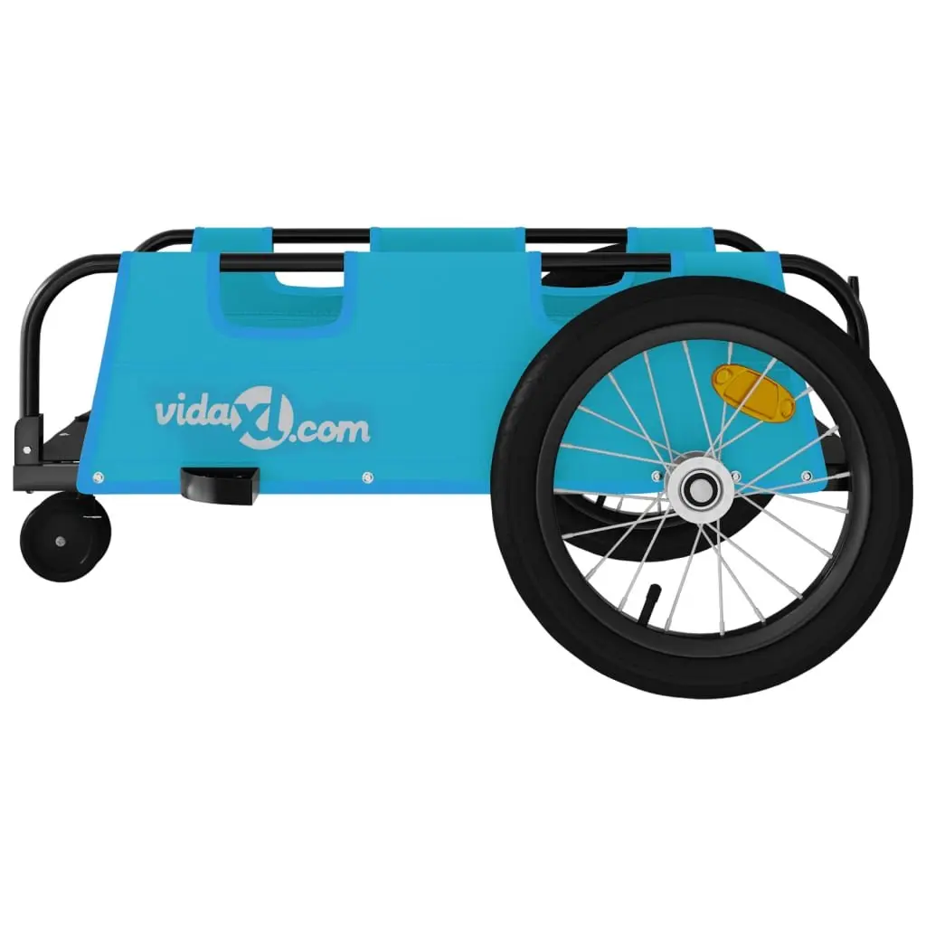 Bike Trailer Cargo Cart Bicycle Transport Blue Oxford Fabric Iron Frame