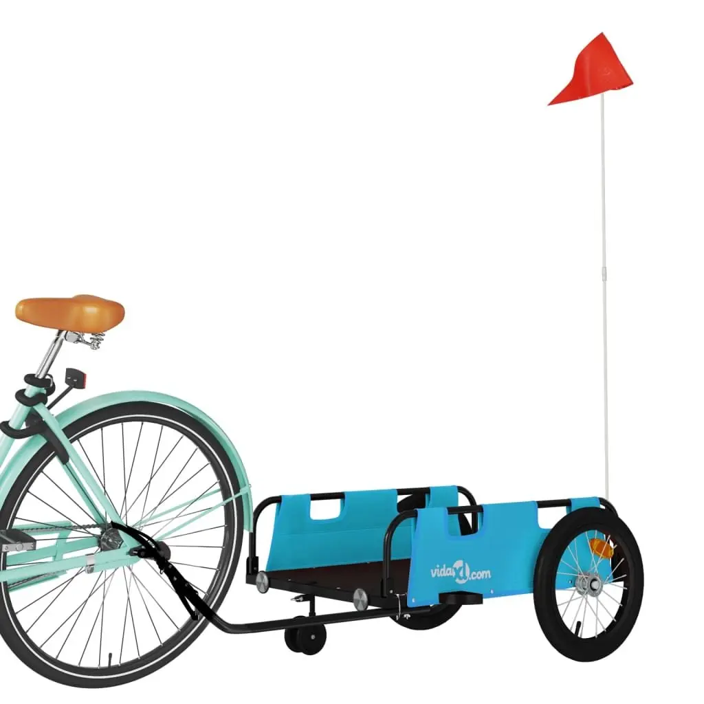 Bike Trailer Cargo Cart Bicycle Transport Blue Oxford Fabric Iron Frame