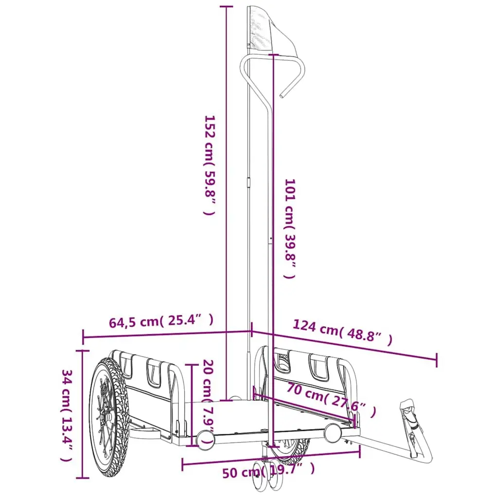 Bike Trailer Cargo Cart Bicycle Transport Blue Oxford Fabric Iron Frame