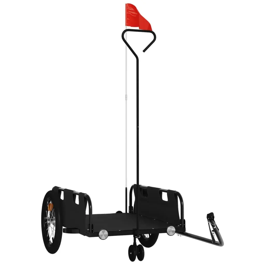 Bike Trailer Cargo Transport Black Oxford Fabric Iron Frame
