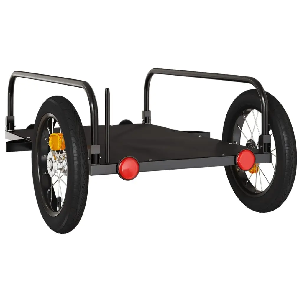 Bike Trailer Black Iron Heavy Duty Cargo Cart Bicycle Hauling Transporting Goods