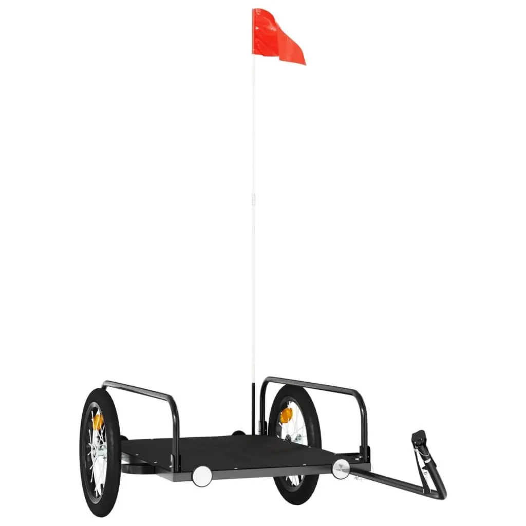 Bike Trailer Heavy Duty Cargo Cart Iron Frame Black 126x63x34cm