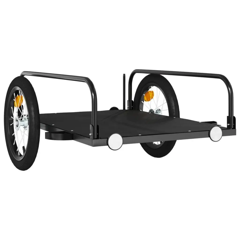 Bike Trailer Heavy Duty Cargo Cart Iron Frame Black 126x63x34cm