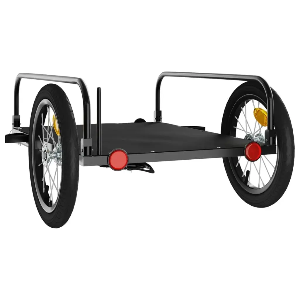 Bike Trailer Heavy Duty Cargo Cart Iron Frame Black 126x63x34cm